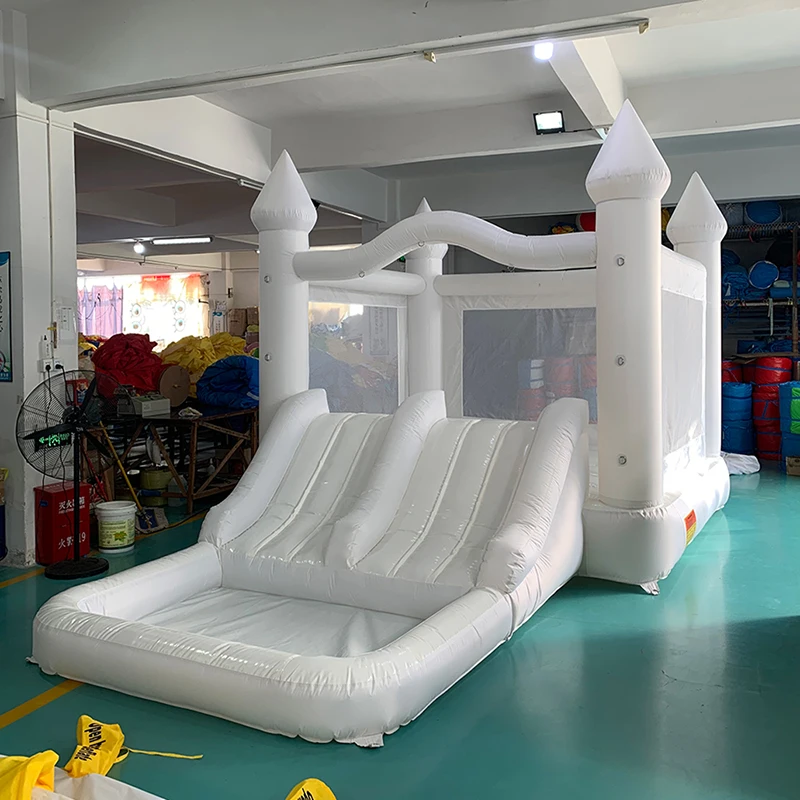 White Bounce House 5.6*3.3*3M Jumping Castle For Kids Bouncy House Withe For Children Outdoor Toys With Blower Slide