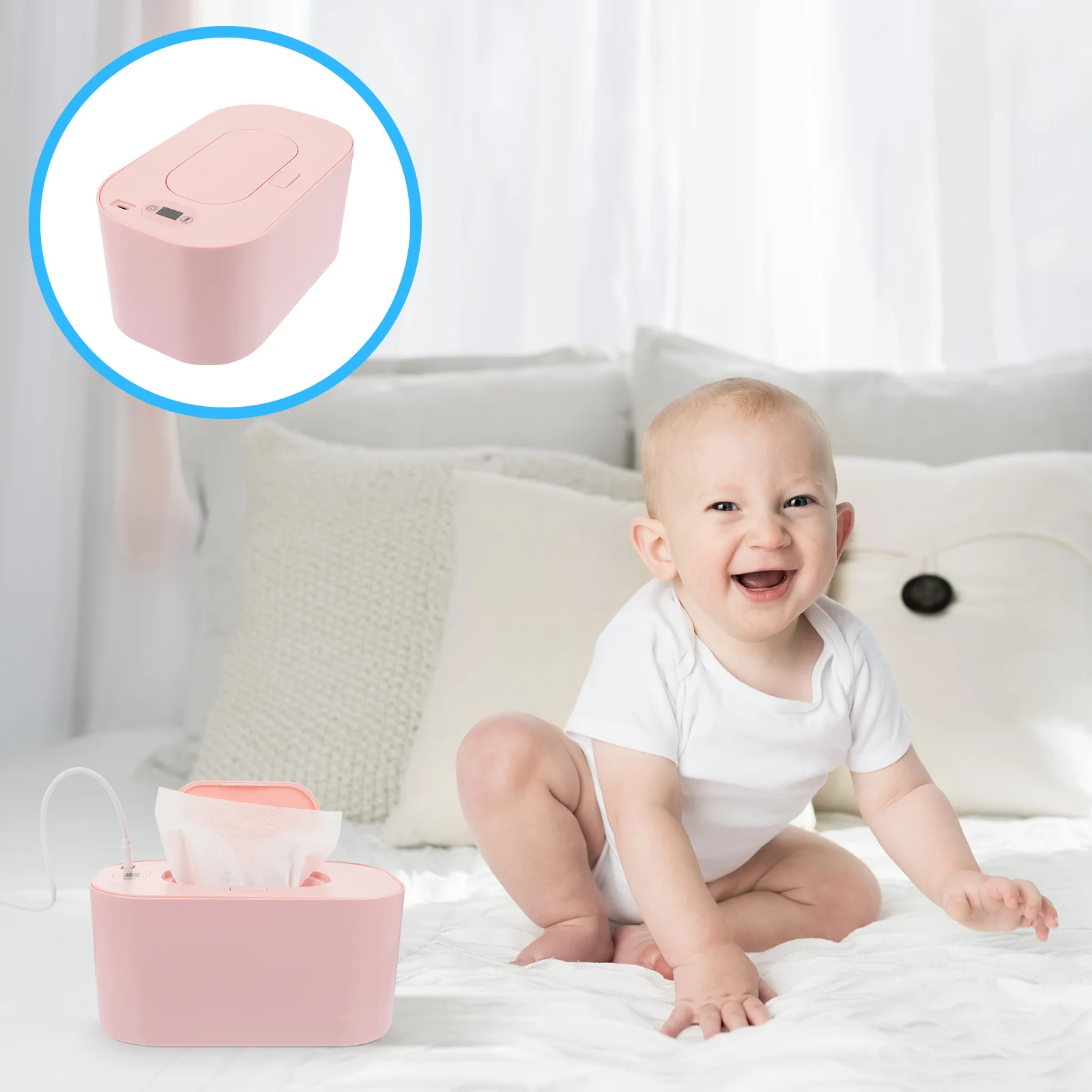1 pz scaldasalviette per bambini scatola di riscaldamento portatile per tessuti bagnati temperatura regolabile scaldasalviette per pannolini per bambini scatola di riscaldamento per tessuti bagnati rosa