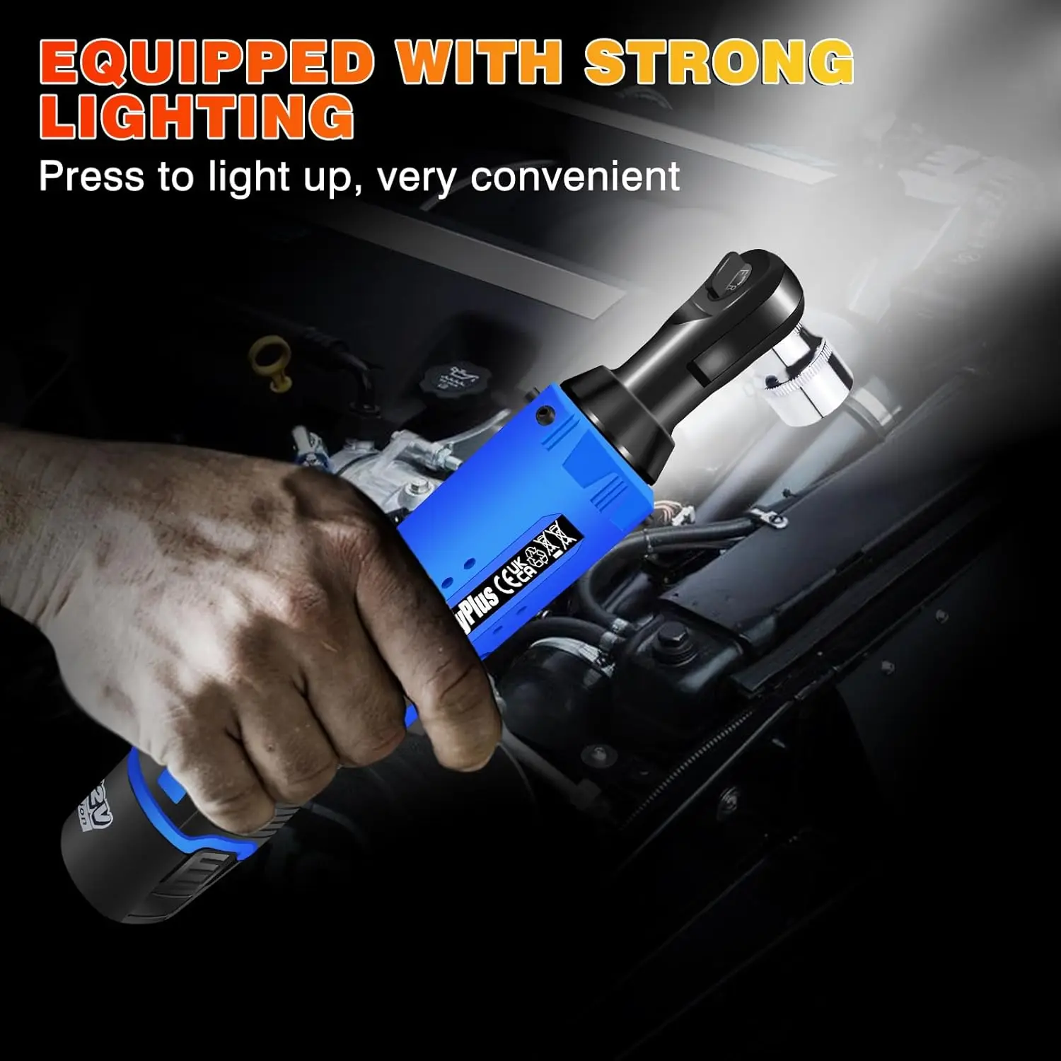 BRIEFNESS Motorcycle Repair Tools Ratchet Wrench Tool Kit with Forward/Reverse Switch Electric Ratchet Wrench Cordless Blue