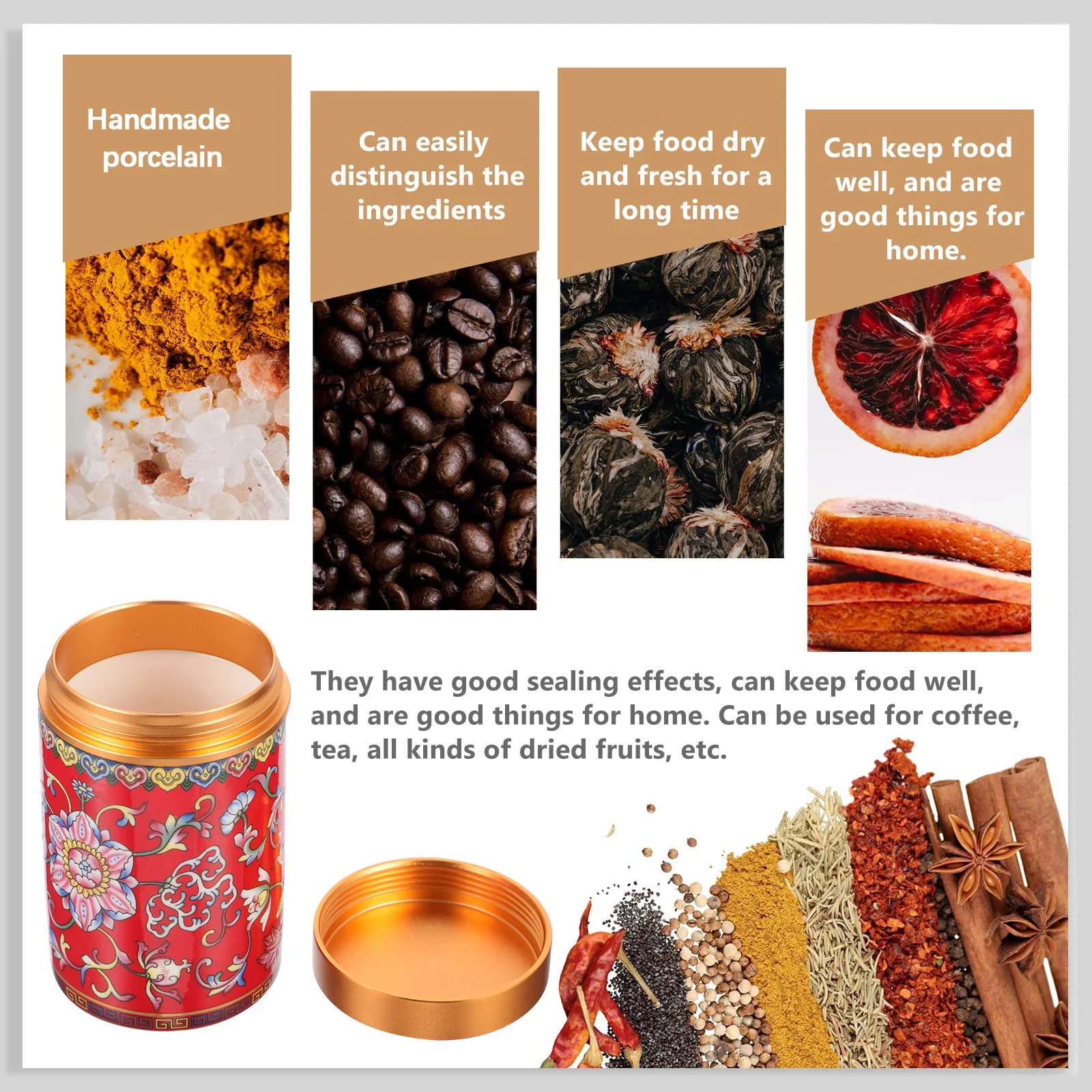 

80ml Ceramic Tea Canister Loose Leaf Jar Porcelain Container Sealed Food Storage Cans Perfect for Preserves Jams Spices