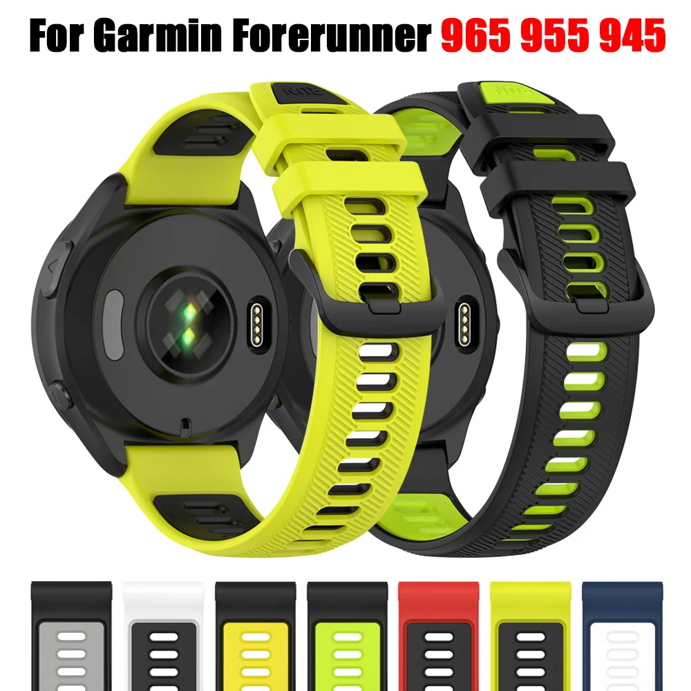 Sport Zweifarbiges Silikonarmband für Garmin Forerunner 965 955, Ersatzarmband für Forerunner 970 945 935 745