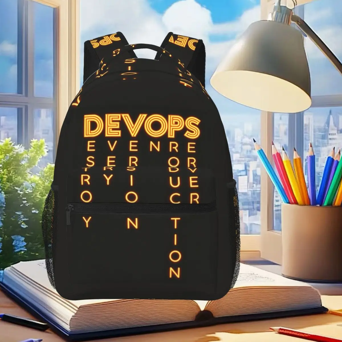 Programmer The Real Definition Of Devops Computer Nerd Geek Sarcastic Backpack Student Boy Girl BookBag School Bag Shoulder Bags