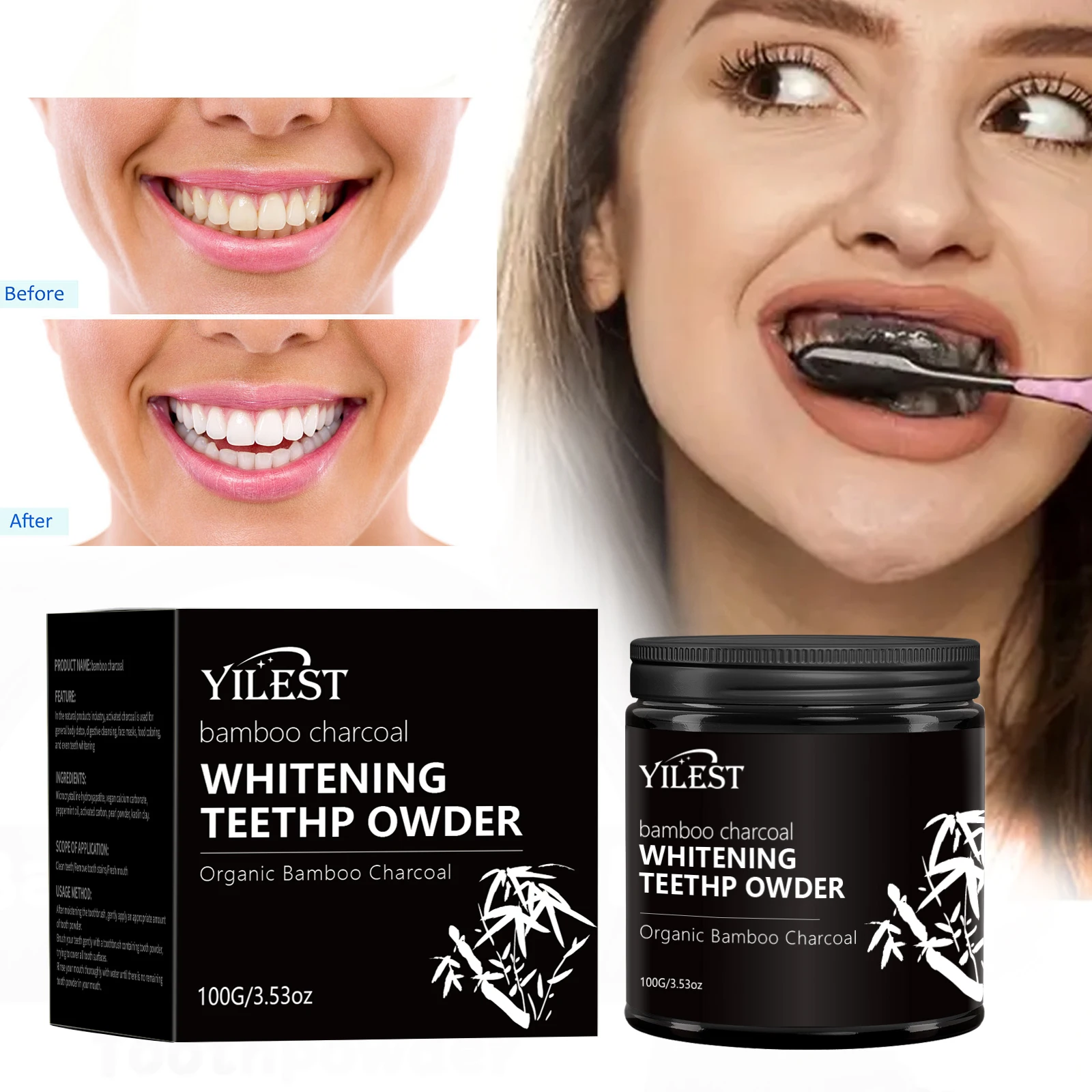 

Bamboo Charcoal Teeth Whitening Powder Strengthen Teeth and Prevent Tooth Decay Reduce Plaque for Fresh Breath