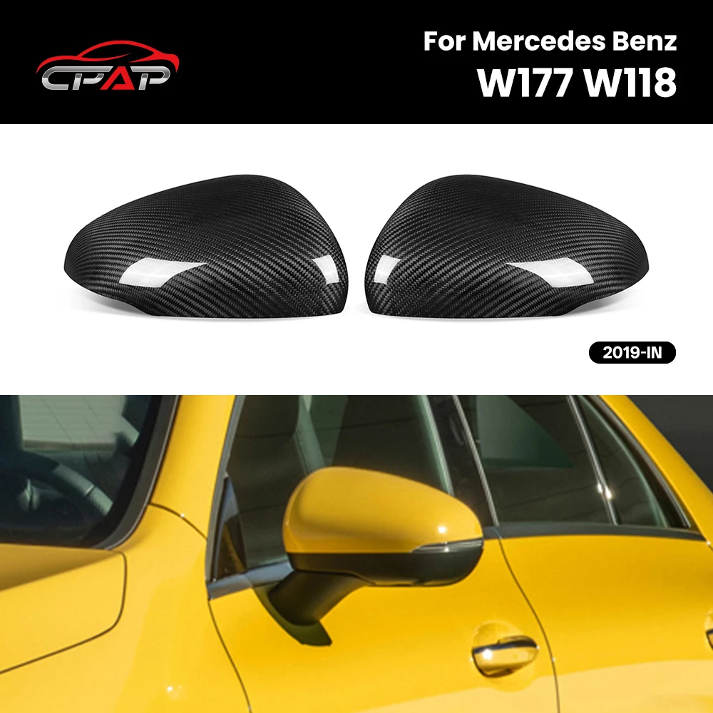 

Real Dry Carbon Fiber Car Door Side Accessories Rearview Mirror Cover Caps For Mercedes Benz W177 W118 OEM Style 2019-IN