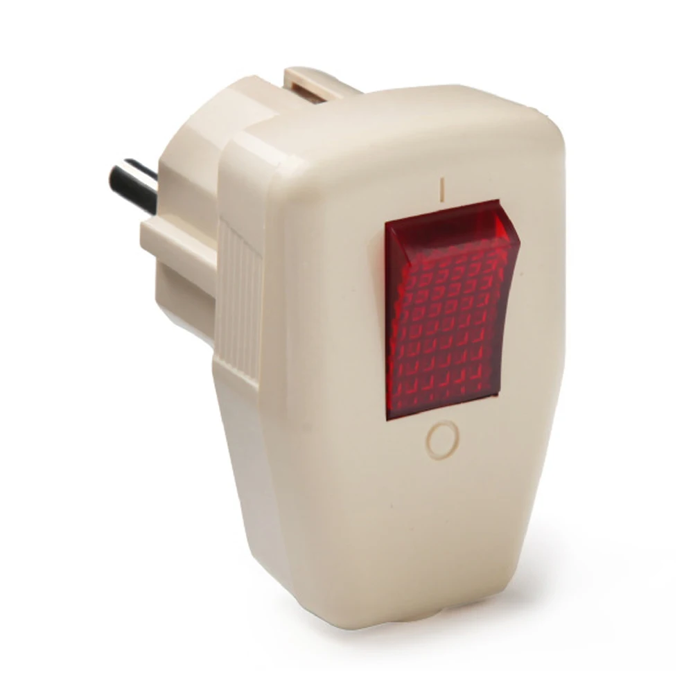 16A EU Schuko Power Plug with Red ON/OFF Switch, Type E/F Power Connector 250V European Germany Schuko Receptacle for Power Cord