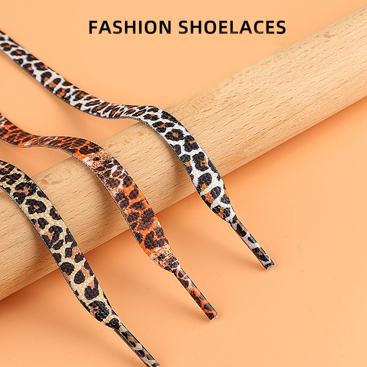 أربطة حذاء مسطحة كلاسيكية بطبعة جلد الفهد - زوج واحد للرجال والنساء - مناسبة عالمية للأحذية الرياضية والأحذية الخارجية
