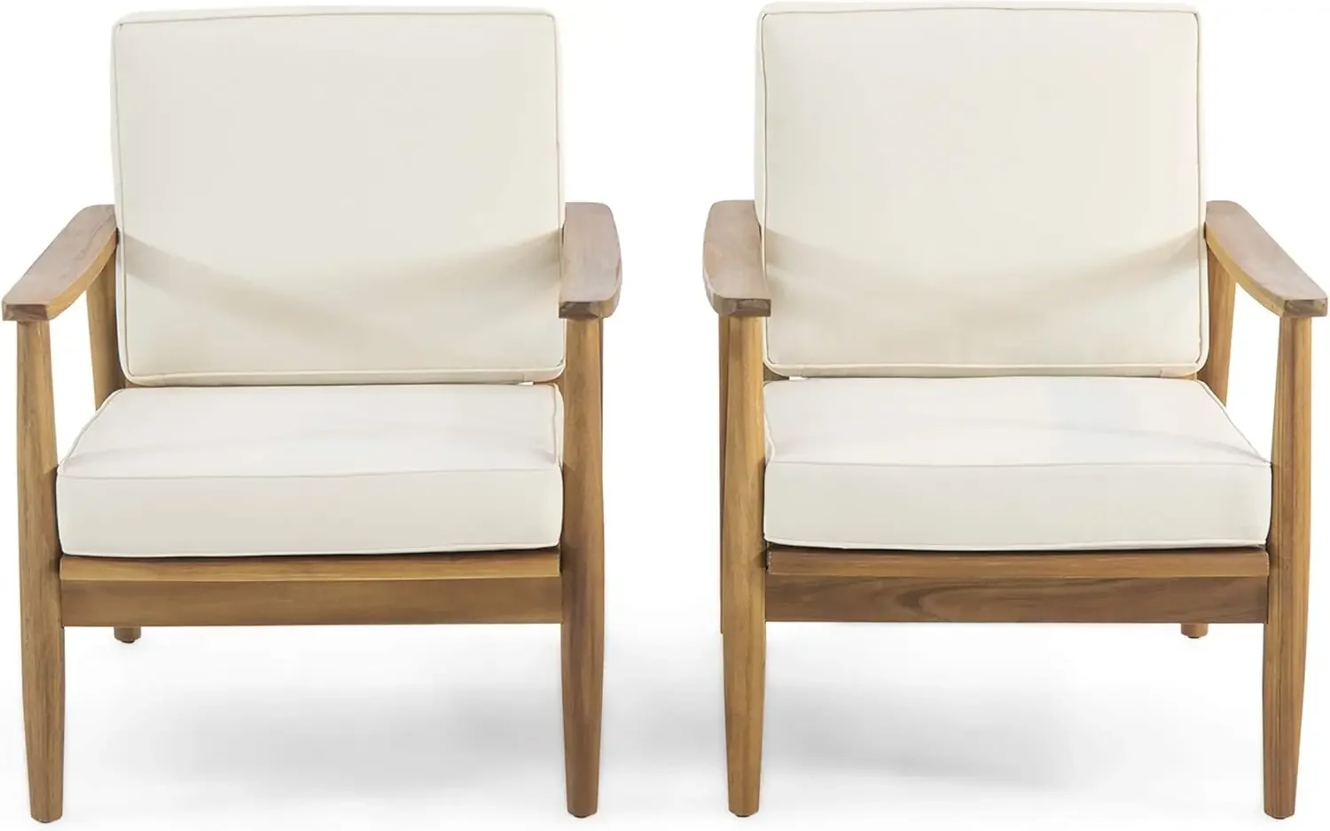 

Outdoor Acacia Wood Club Chairs Teak Finish Beige
