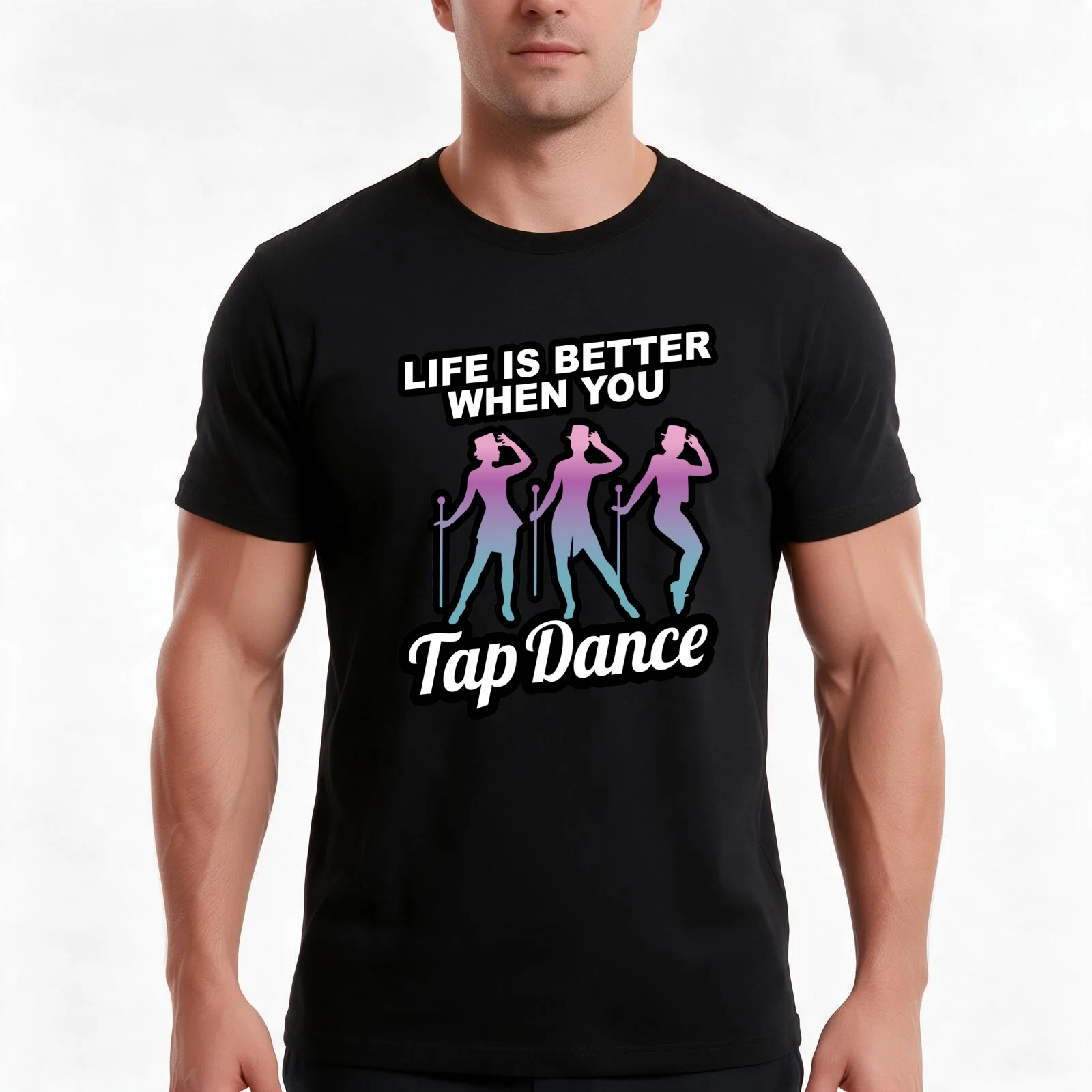 Cadeau pour les passionnés de tap dance : la vie est plus belle quand on danse au tap. |   Cadeaux liés au tap dance, cadeau pour étudiant en danse, professeur de danse, T-shirt chapeau haut de forme