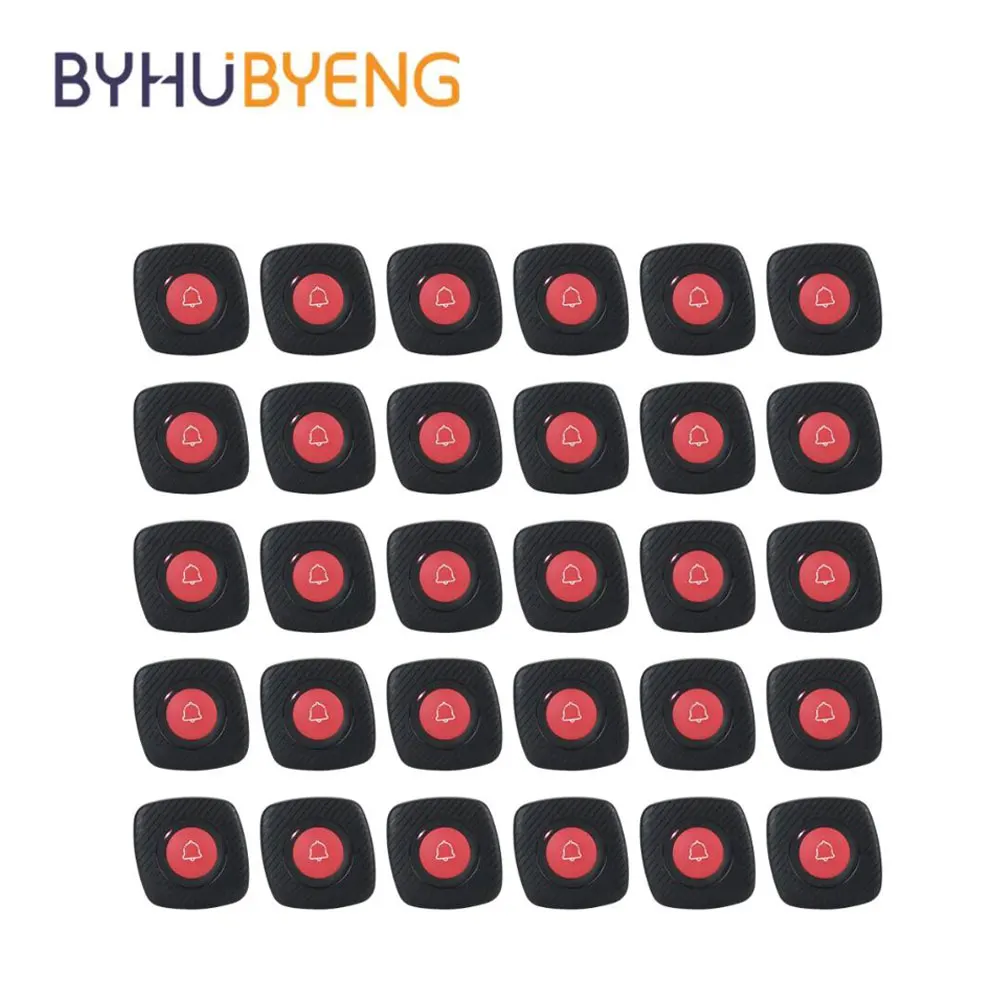 BYHUBYENG 30 Pcs Waterproof Wireless Waiter Button For Disability Emergency Call Service Calling Paging System Pager