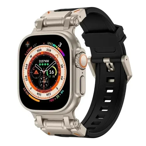 Imagen 2 del producto Correa suave para Apple Watch Ultra 2, 49mm, 45mm, 44mm, 42mm, conector de Metal de acero inoxidable, pulsera de TPU Iwatch 9 8 7 6 SE 5 4