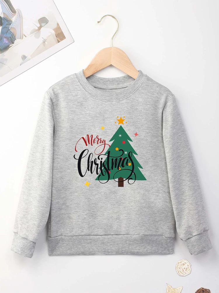 Christmas Hoodies for Boys and Girls Cartoon Print Kawaii Harajuku Aesthetic Clothing Children Home Versatile Xmas Sweatshirt