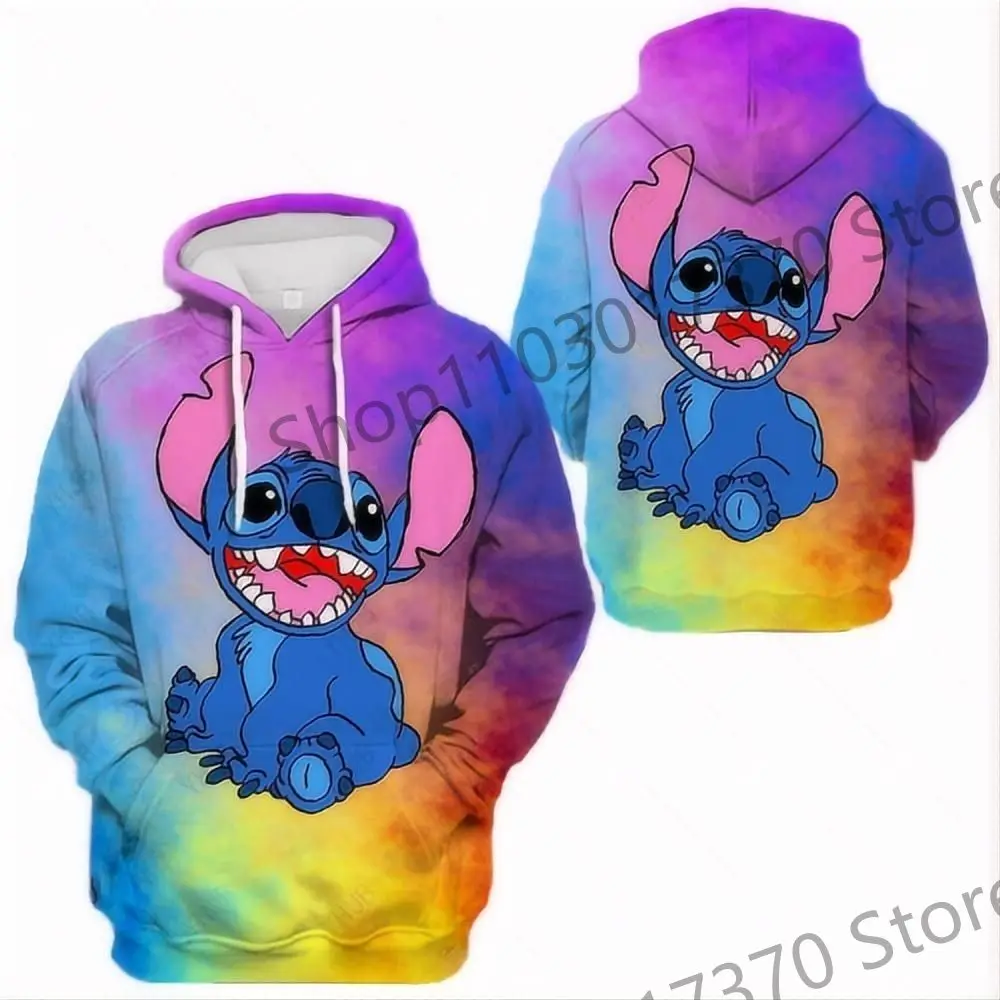 Disney\'s New Cartoon Stitch Stitch Series 3D Digital Print Loose Hoodie Hooded Sweatshirt Children\'s Clothing Onlyfans Cosplay