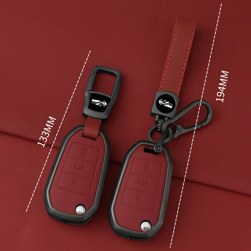 Metal Leather Car Folding Key Case Cover for Peugeot 208 301 308 3008 for Citroen C3 C3L C3-XR C4 Cactus Auto Accessories