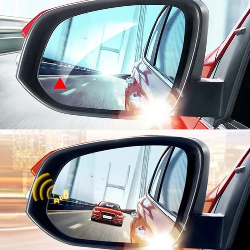 Vehicle Car System LED Warning Light Alarm Safety Driving RadarLane Changing Tool Blind Spot Mirror H9EE