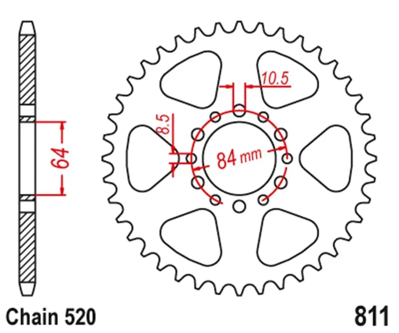 520 Chain 45 Teeth Motorcycle Rear Sprocket For Suzuki DR200S 1986-1991 2015-2020 DR200SE 1996-2015 DR200 SP200 1986-1988 TF185