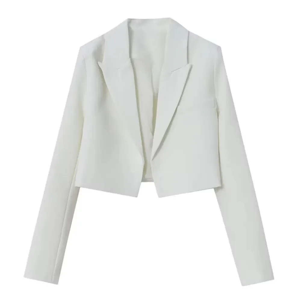 Women's new fashion trend lapel long sleeved short suit jacket