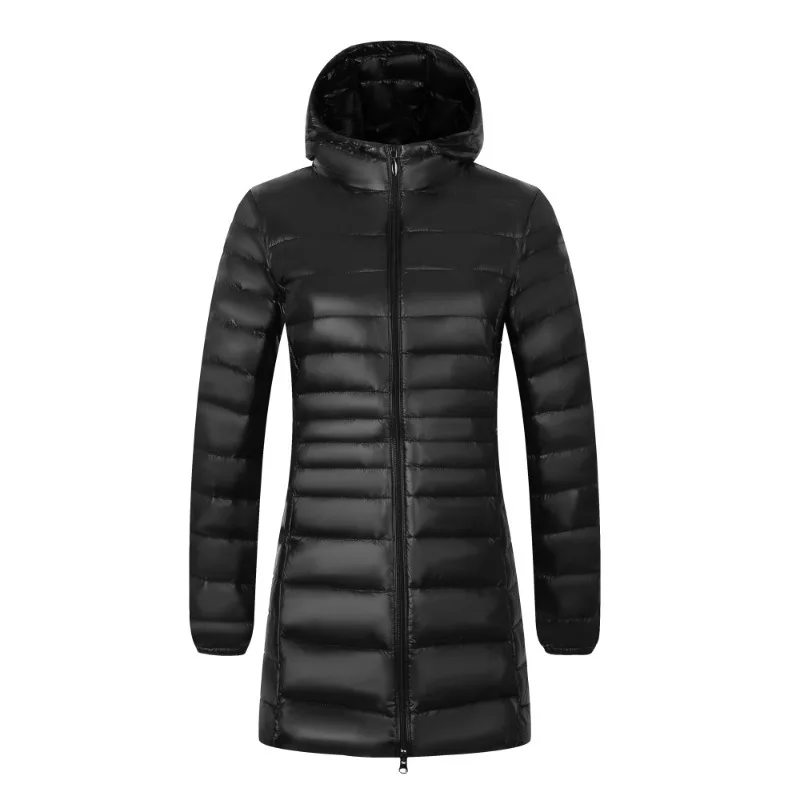 12 Color Women Long Warm Light Down Jacket Ladies Fashion Hooded with Portable Storage Bag Puffer Coats Women\'s Overcoats