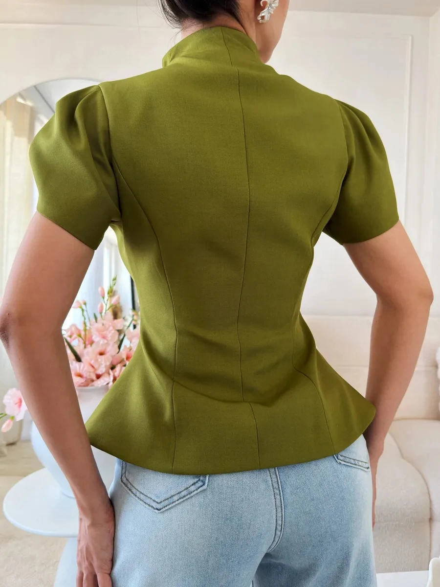 LIMO Ladies retro stand-up collar casual formal wear green women's jacket office daily wear