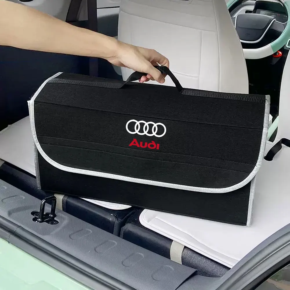 1pcs Car Trunk Organizer Box Felt Cloth Storage Box For Audi A3 A4 B8 8P B9 8V B6 A5 B7 A1 A6 C6 S line B9 C7 Auto Accessories