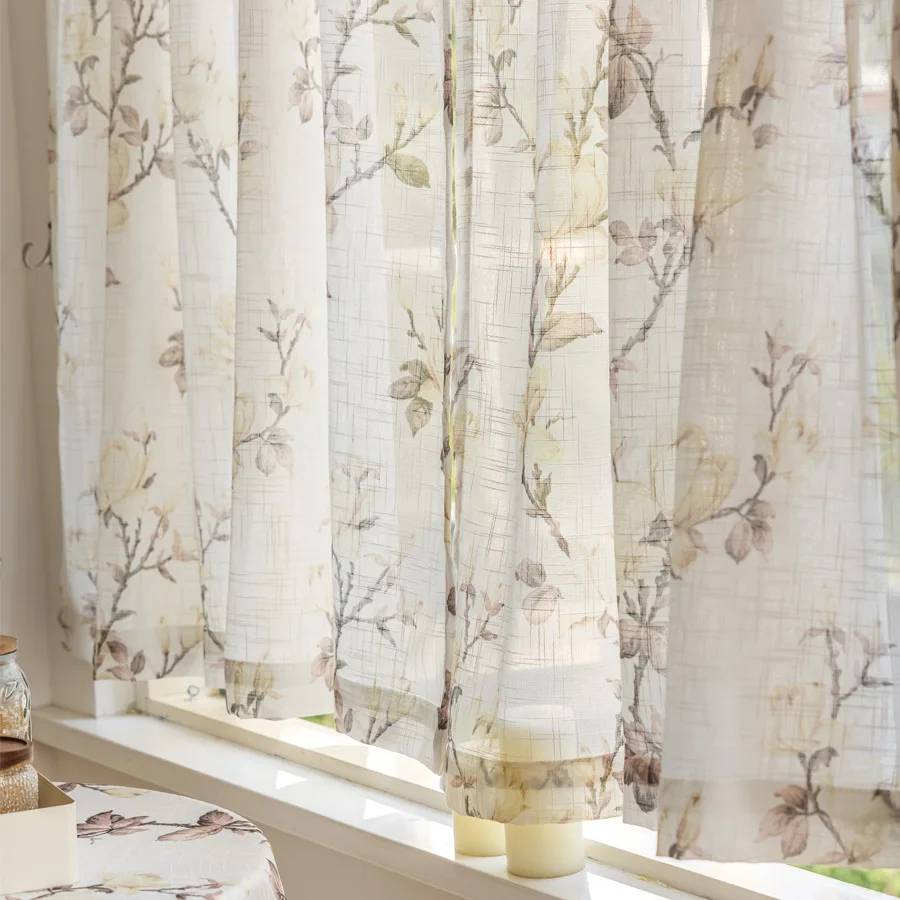 Fensterschleier, amerikanisch, rustikal, durchsichtig, verdicktes Leinen, bedruckte Vorhänge für Wohnzimmer, Esszimmer, Schlafzimmer, Balkon – Detail 4