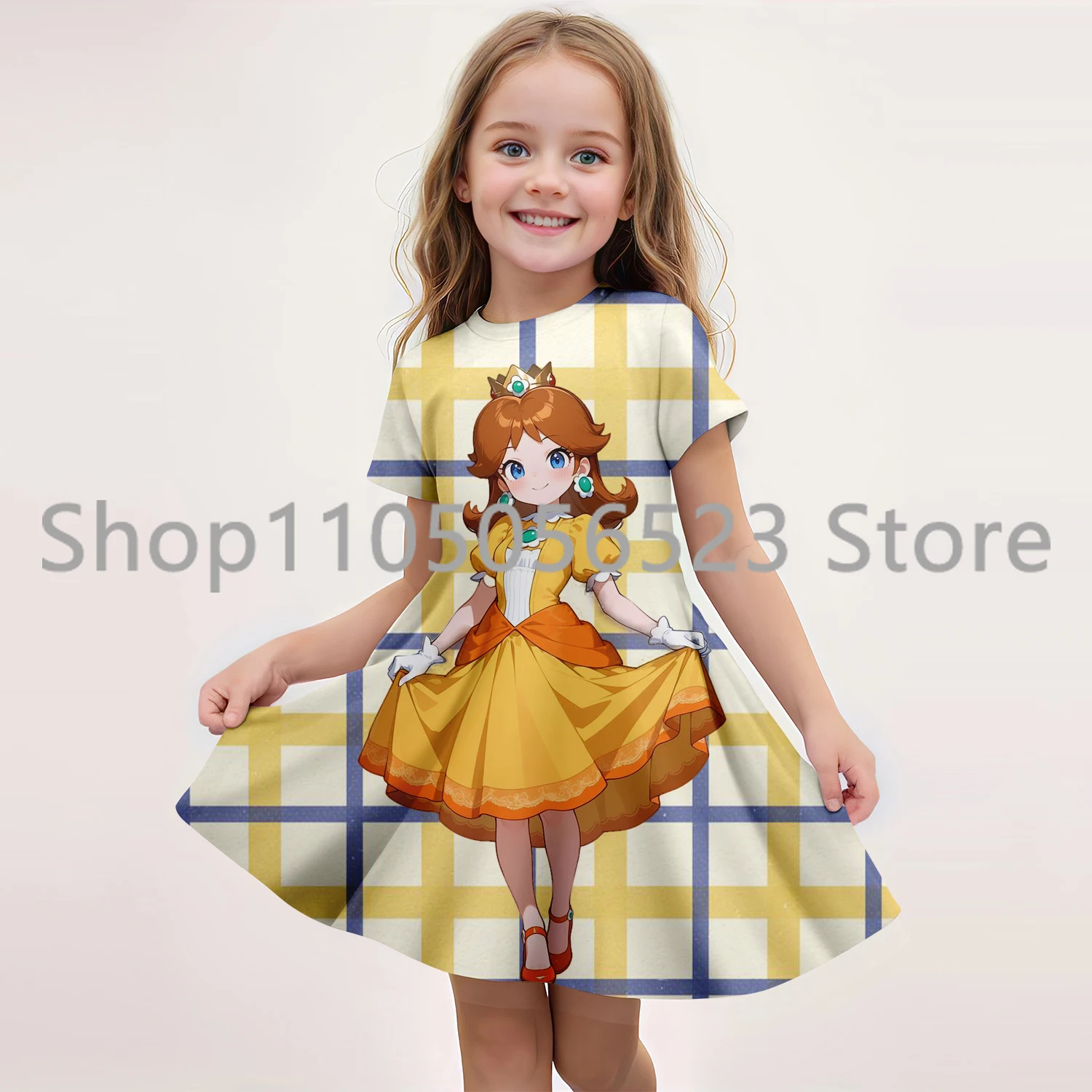 

2025 летняя новая детская одежда, милое платье принцессы с короткими рукавами и 3D принтом «Ромашка», детская одежда для выступлений 7–13 лет