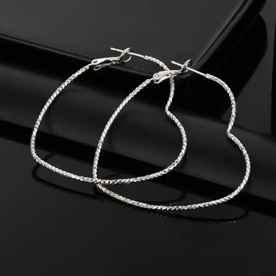 

DOTEFFIL 925 Sterling Silver 50mm Heart Hoop Earrings For Woman Wedding Engagement Party Fashion Charm Jewelry