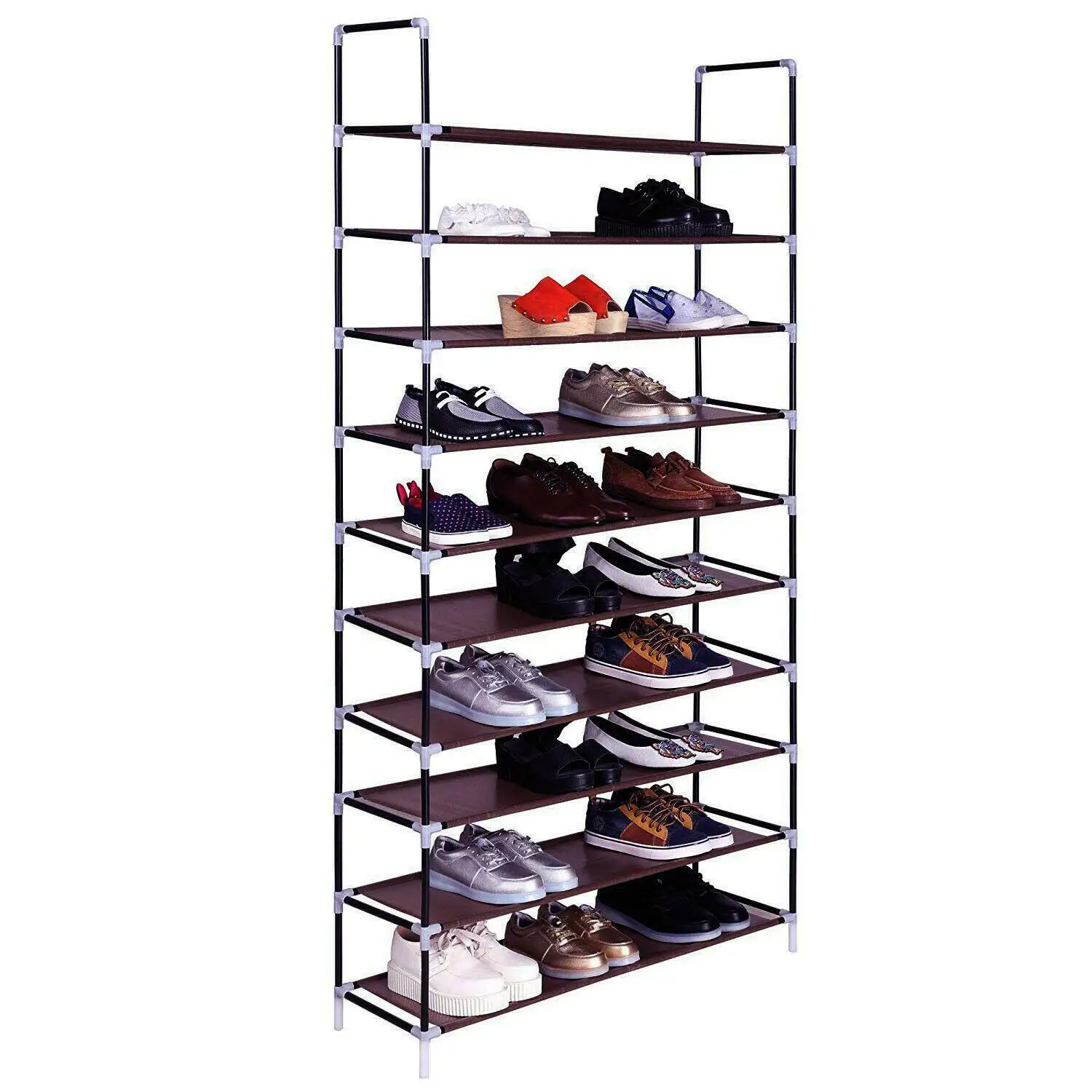 10 Tier 50 Pair Waterproof Shoe Rack Organizer Storage Shelves Free Standing