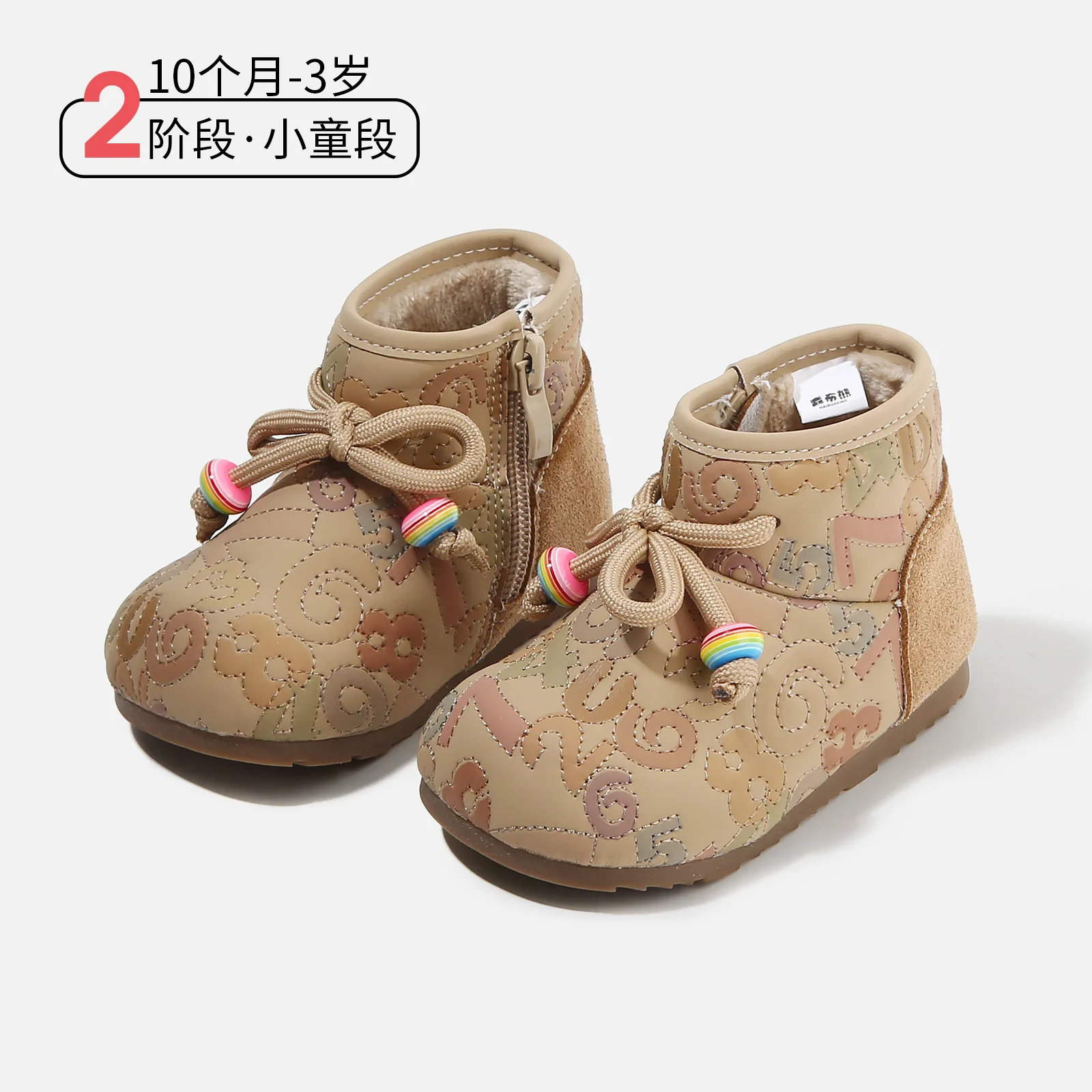 

Новые зимние детские зимние сапоги для девочек, противоскользящая хлопковая обувь на флисовой подкладке с украшением в виде номера, ботильоны на мягкой подошве для малышей