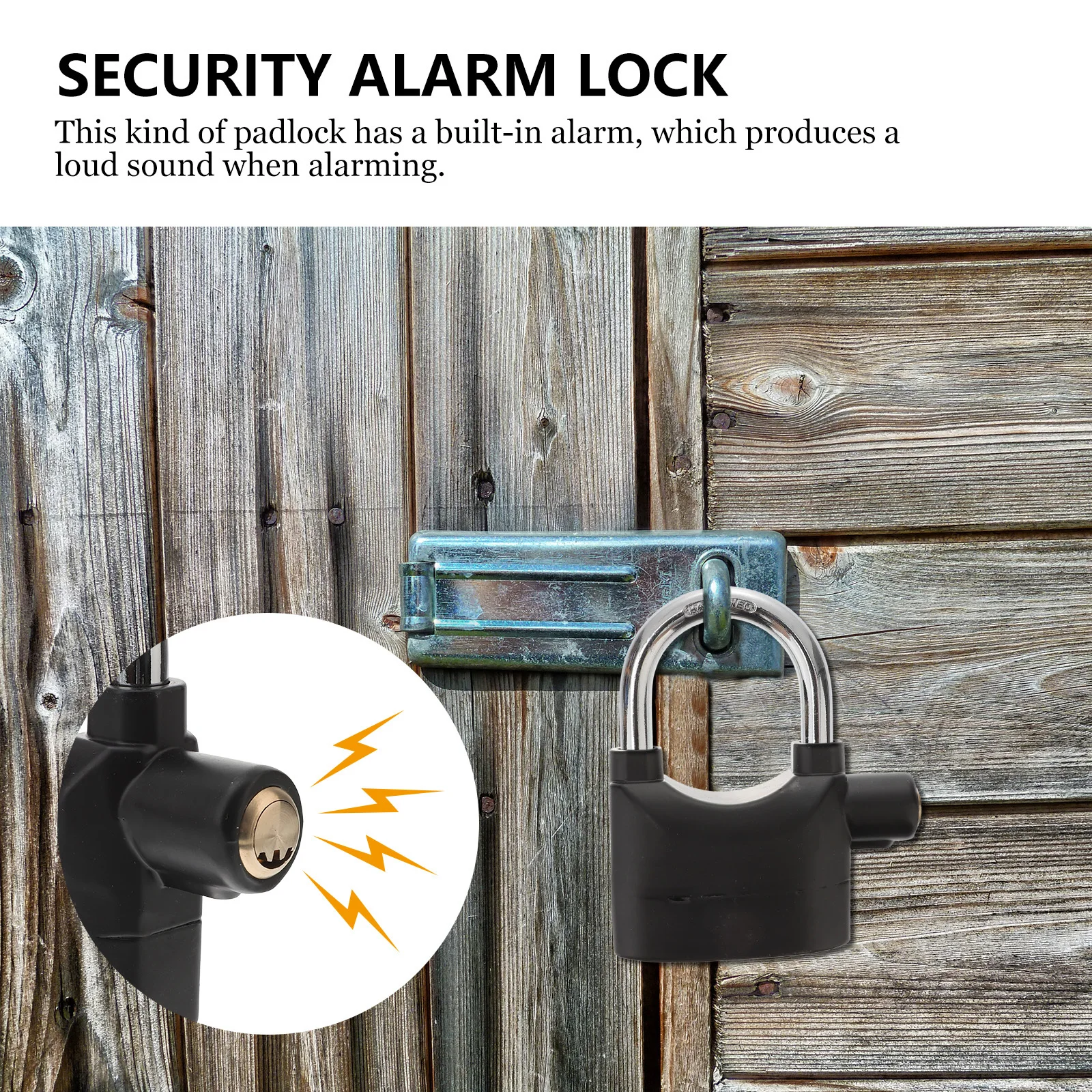 

2pcs Bicycle Anti-Theft Alarm Lock Heavy Duty Security Padlock For Bike Motorcycle Door Window With 6 Keys Black