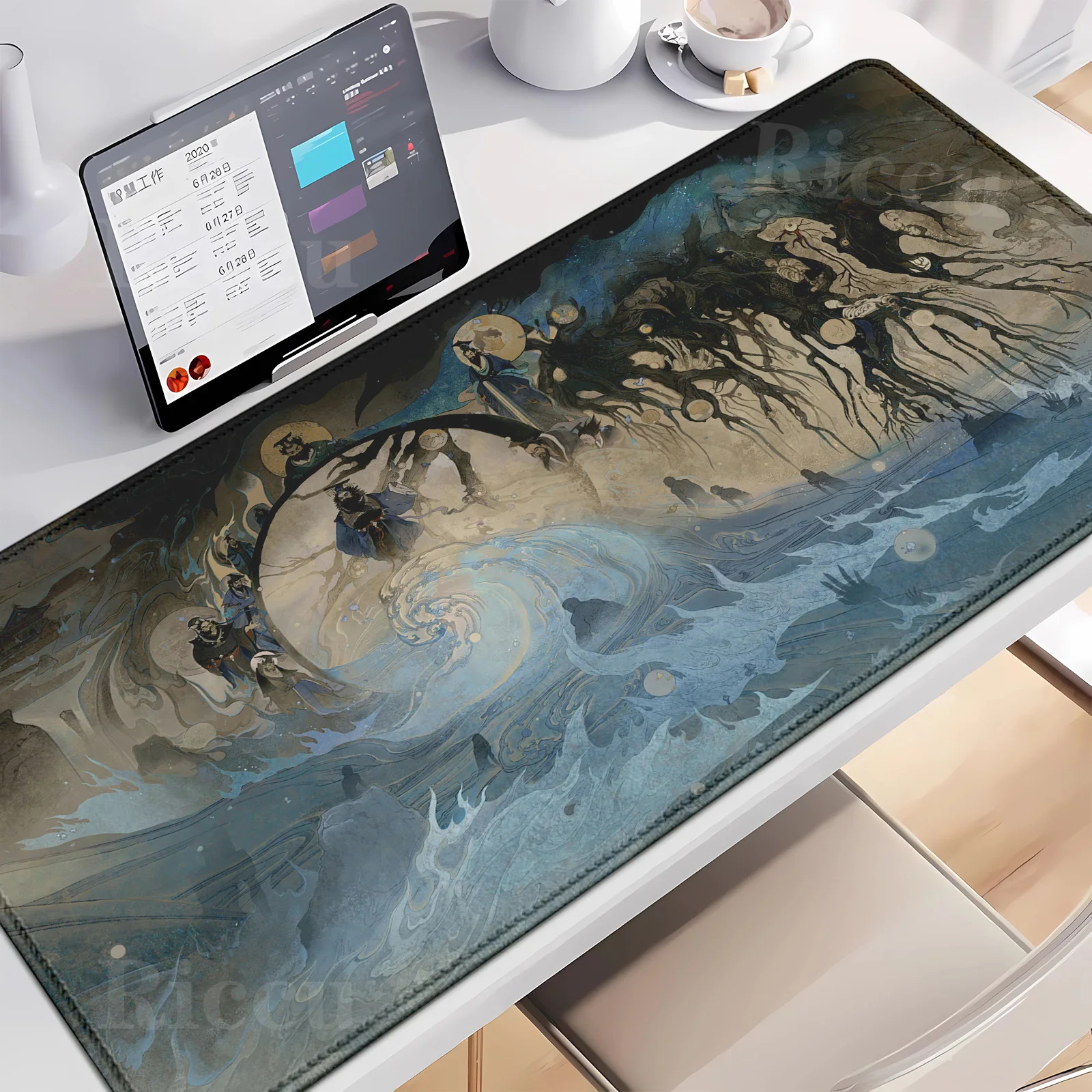 

HD Chinese painting printon Mouse Pad Gaming Black traditional demand Custom Home Mousepad Desk Mats Natural Rubber Mouse Mats