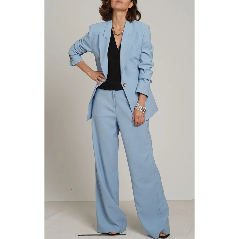 Blue Single Breasted Women Pants Set New Female Two&Three Pieces(Blazer+Trousers+Vest) conjuntos para mujeres 3 piezas