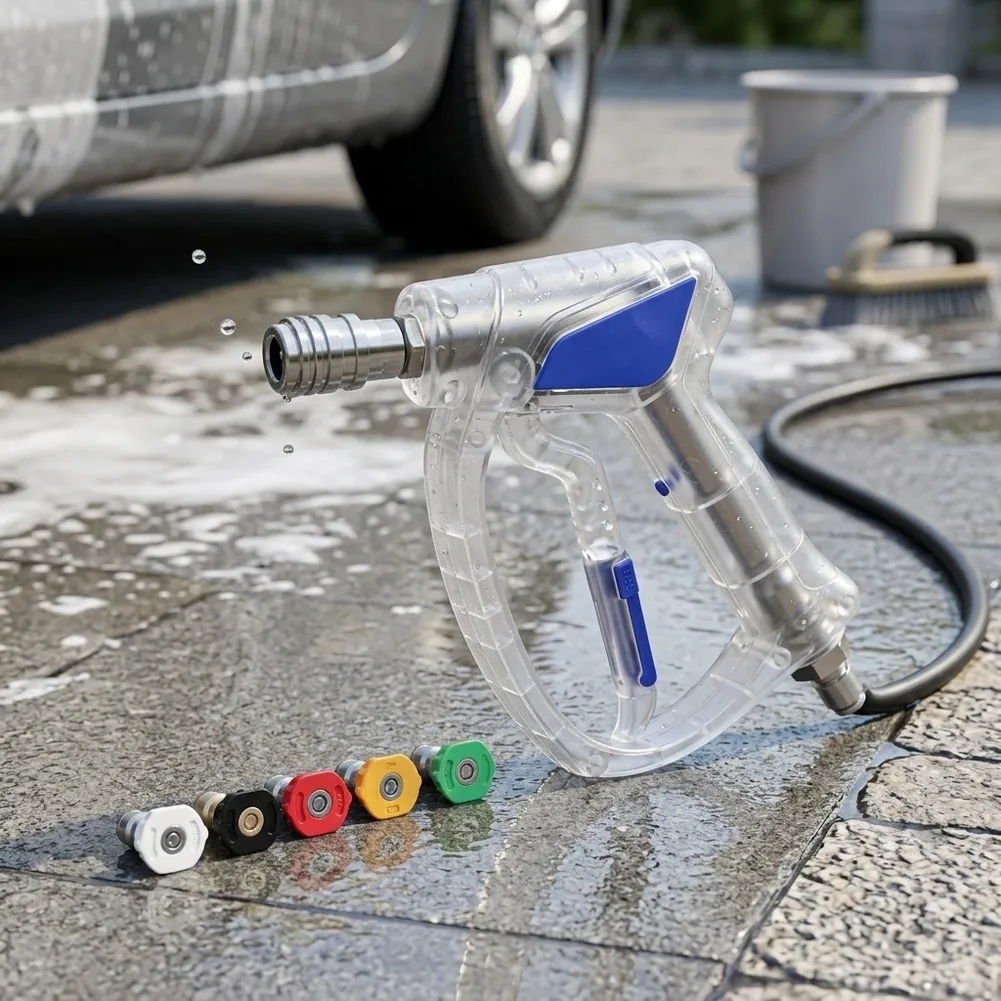 Transparent Car Wash Water Cleaner 5000 PSI Pressure Washer Attachment with Five Spray Nozzles and 360 Degree Swivel Connector