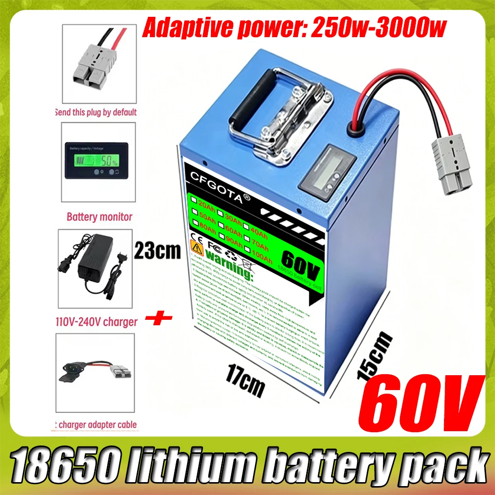

Electric vehicle lithium battery 60V 100Ah super capacity 18650 lithium battery electric motorcycle tricycle lithium battery