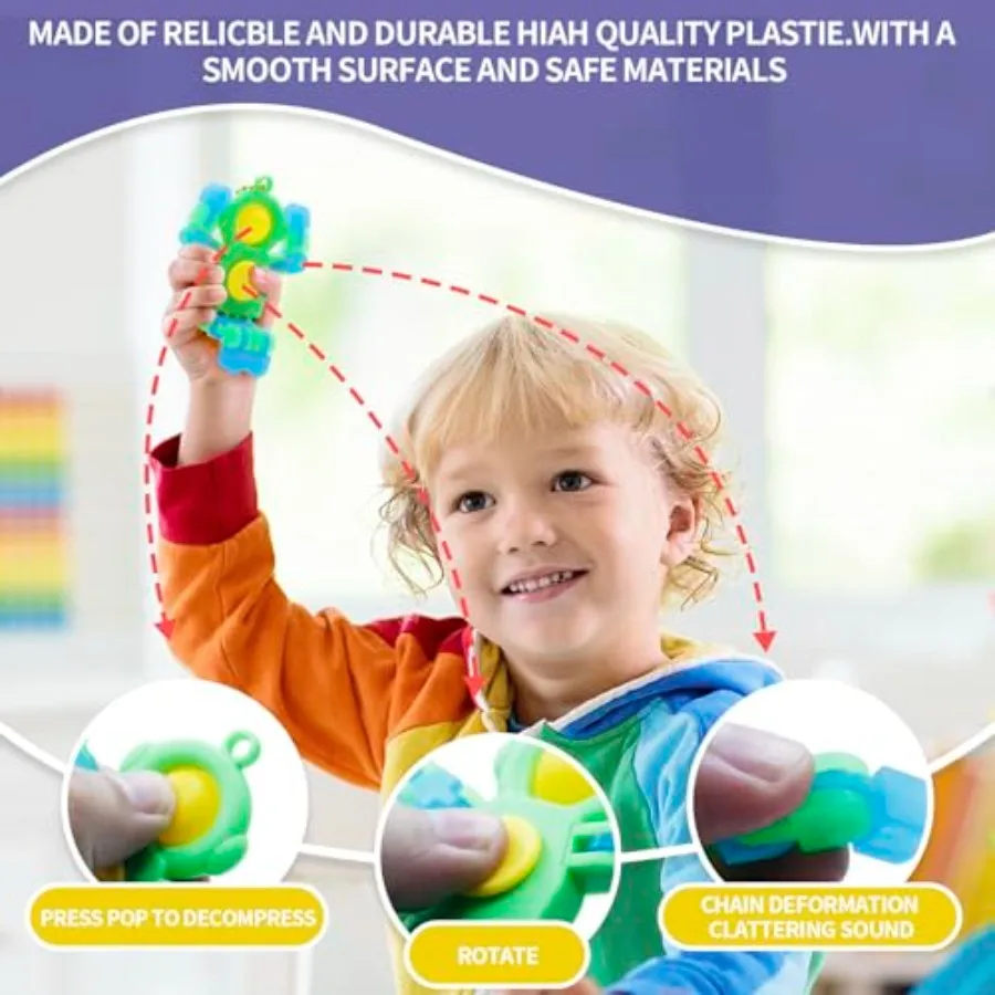 Quality Assurance 24 PCS Astronaut Transformable Pop Fidget Spinners Toys with Keychain - Party Favors Bulk and Goodie Bag Stuf - view 3