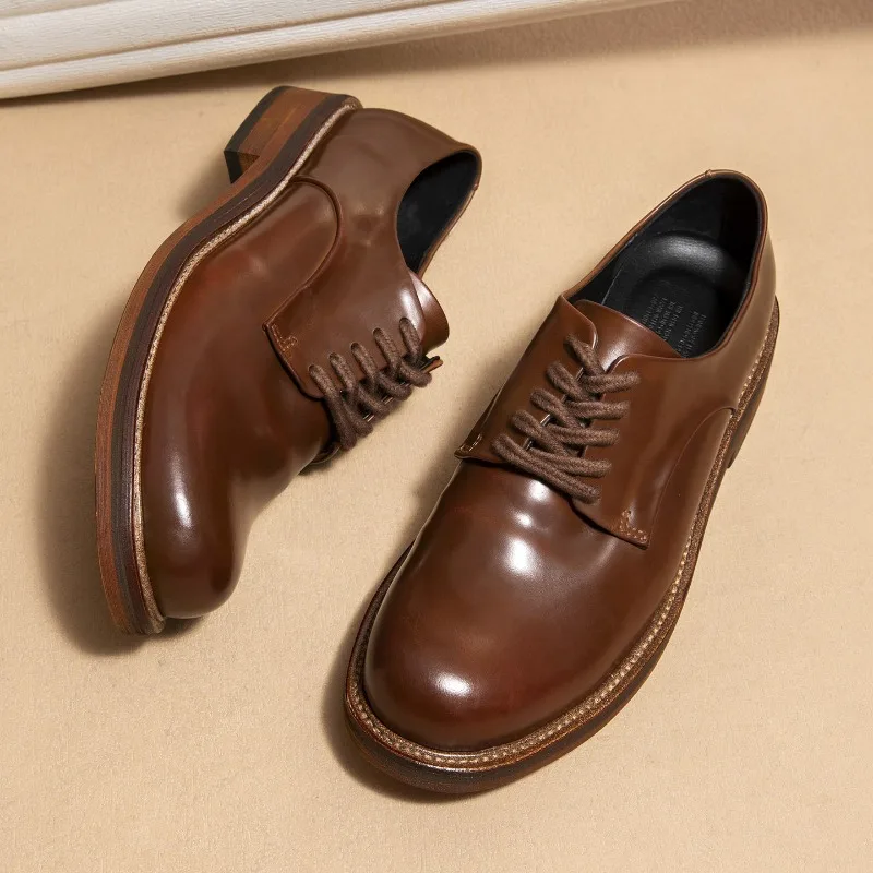 

Genuine Leather Mens Dress Shoes Luxury Handmade Quality 2026 Autumn British Style Round Toe Black Wedding Social Shoes Man