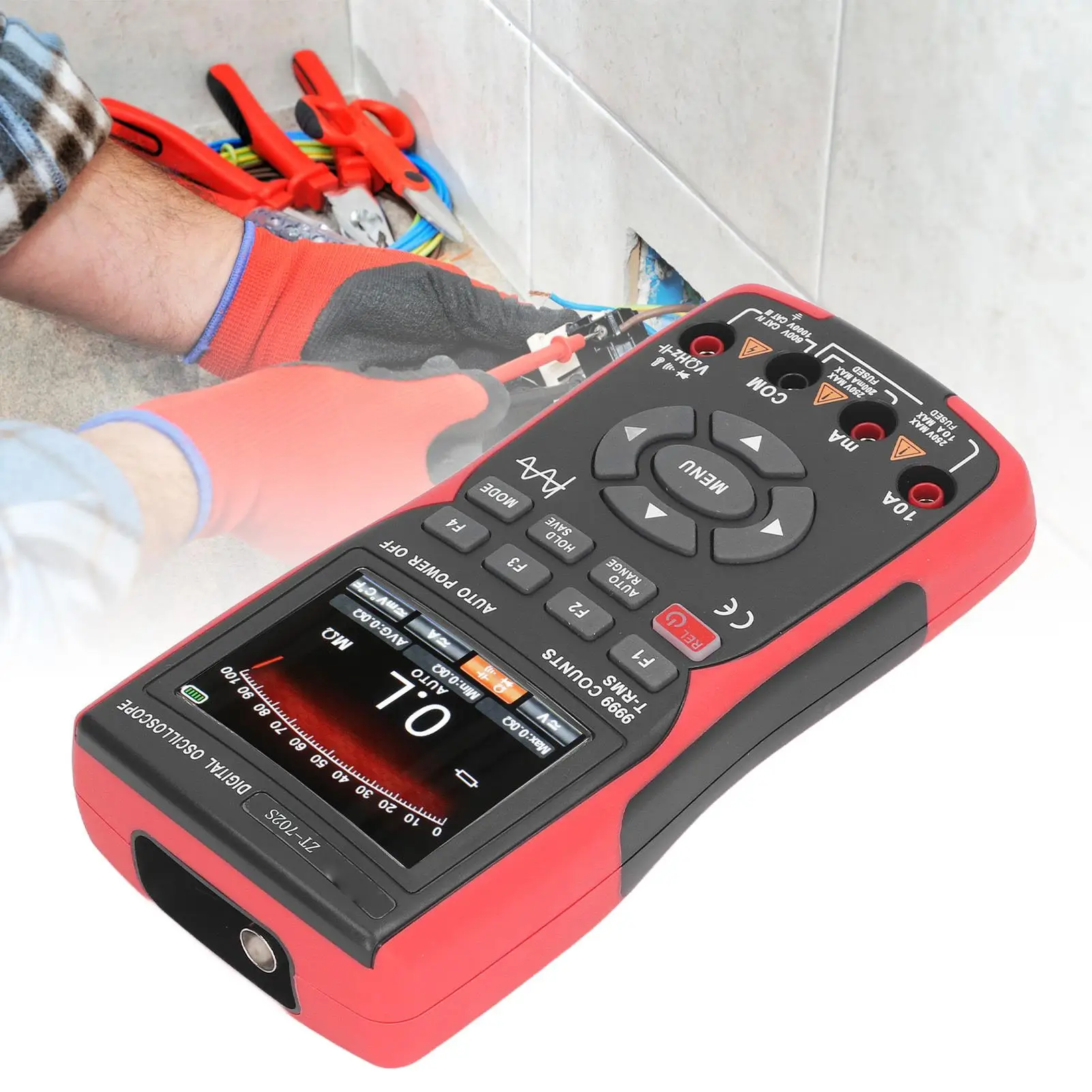 Portable Digital Oscilloscope with Memory, Color LCD, Multimeter 9999 Counts - Ideal for auto Repair