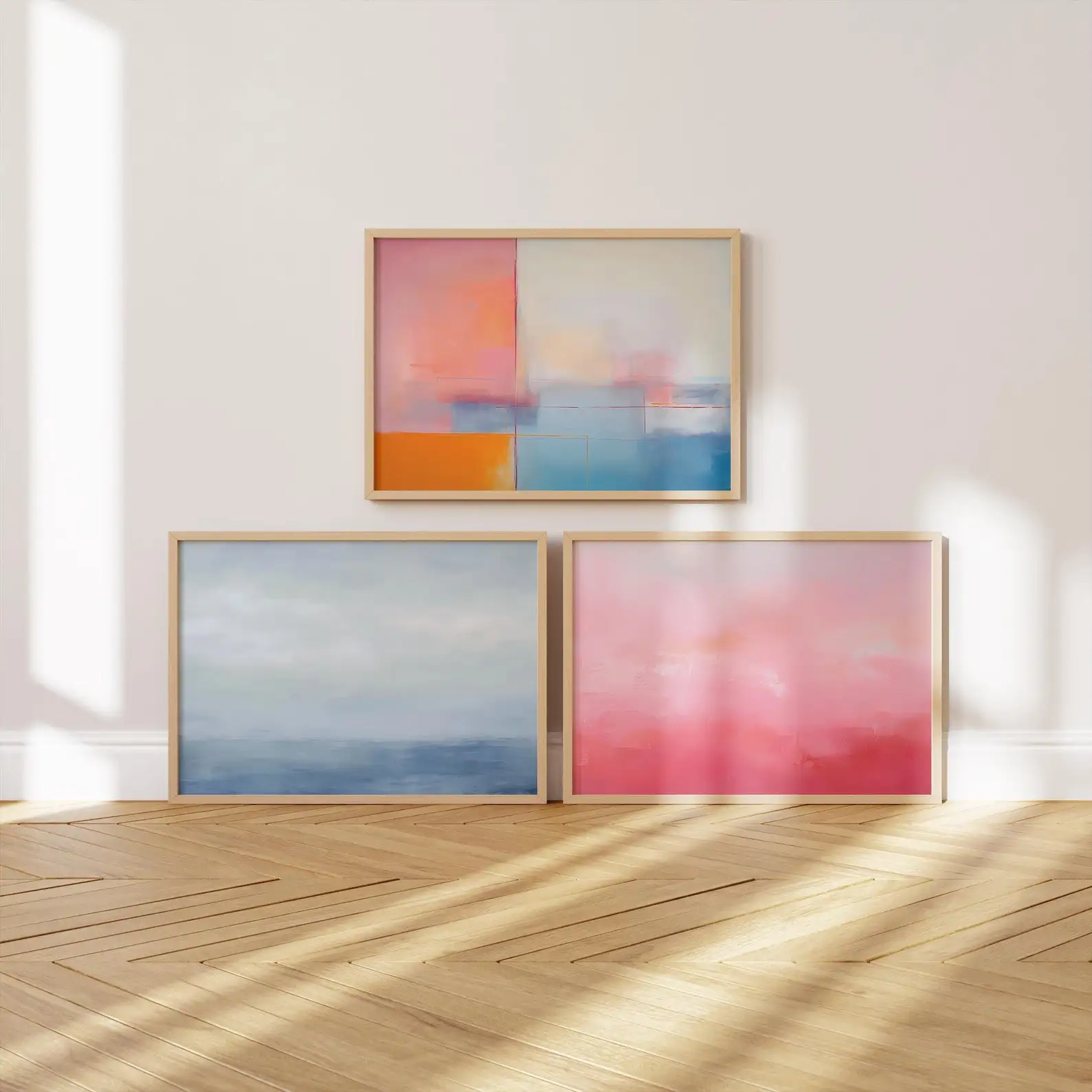 Morandi Gradient Abstract Canvas Painting, Gentle Color Scheme, Minimalist Living Room/bedroom Background Wall Decoration