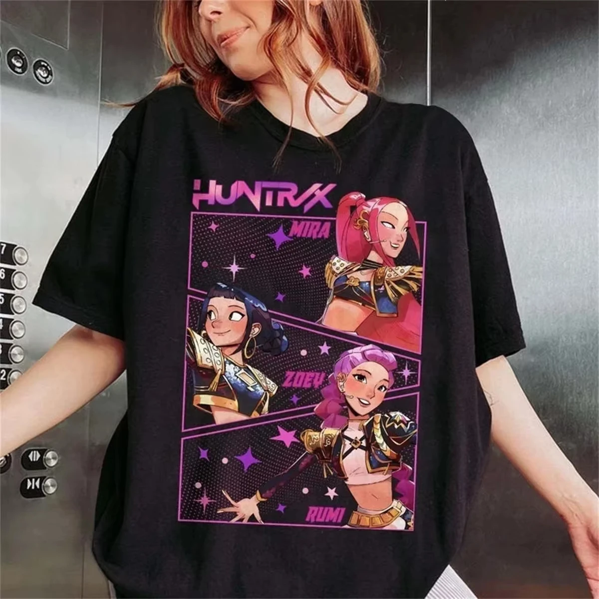 

Retro KPop Demon Hunters T-Shirt Gift Round Neck Breathable Fashion Street Wear Short Sleeve Summer Women'S Men's Vacation Top