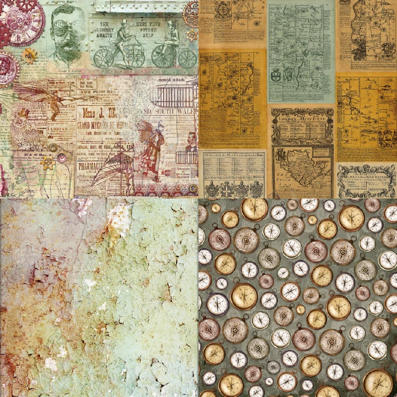 Panalisacraft 24sheet 6inch Steampunk Vintage Clock Scrapbook paper Scrapbooking patterned paper pack DIY craft Background paper