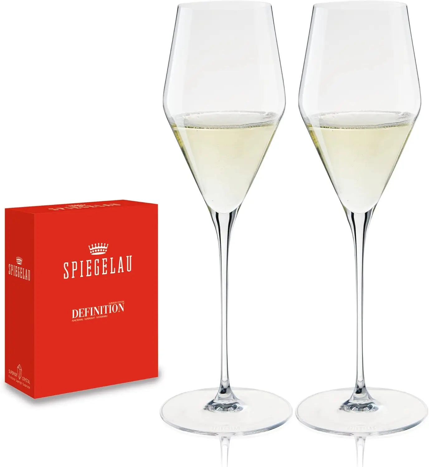 

Champagne Flutes, Elegant Crystal Glasses Set of 2, 9 oz, Perfect for Prosecco, Sparkling Wine, Wedding & Housewarming Gifts