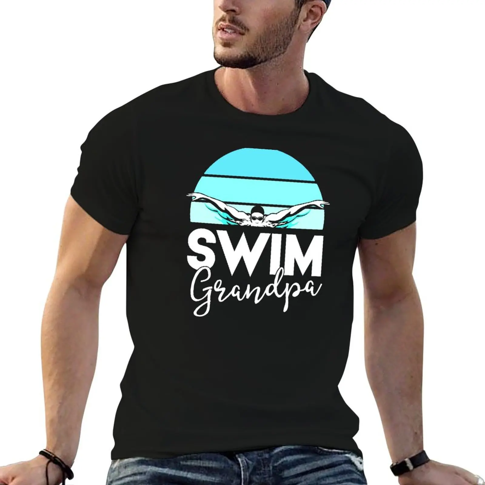 Camiseta del equipo de natación para abuelo, papá, regalo para nadador, camiseta de diseñador para hombre, paquete de camisetas blancas