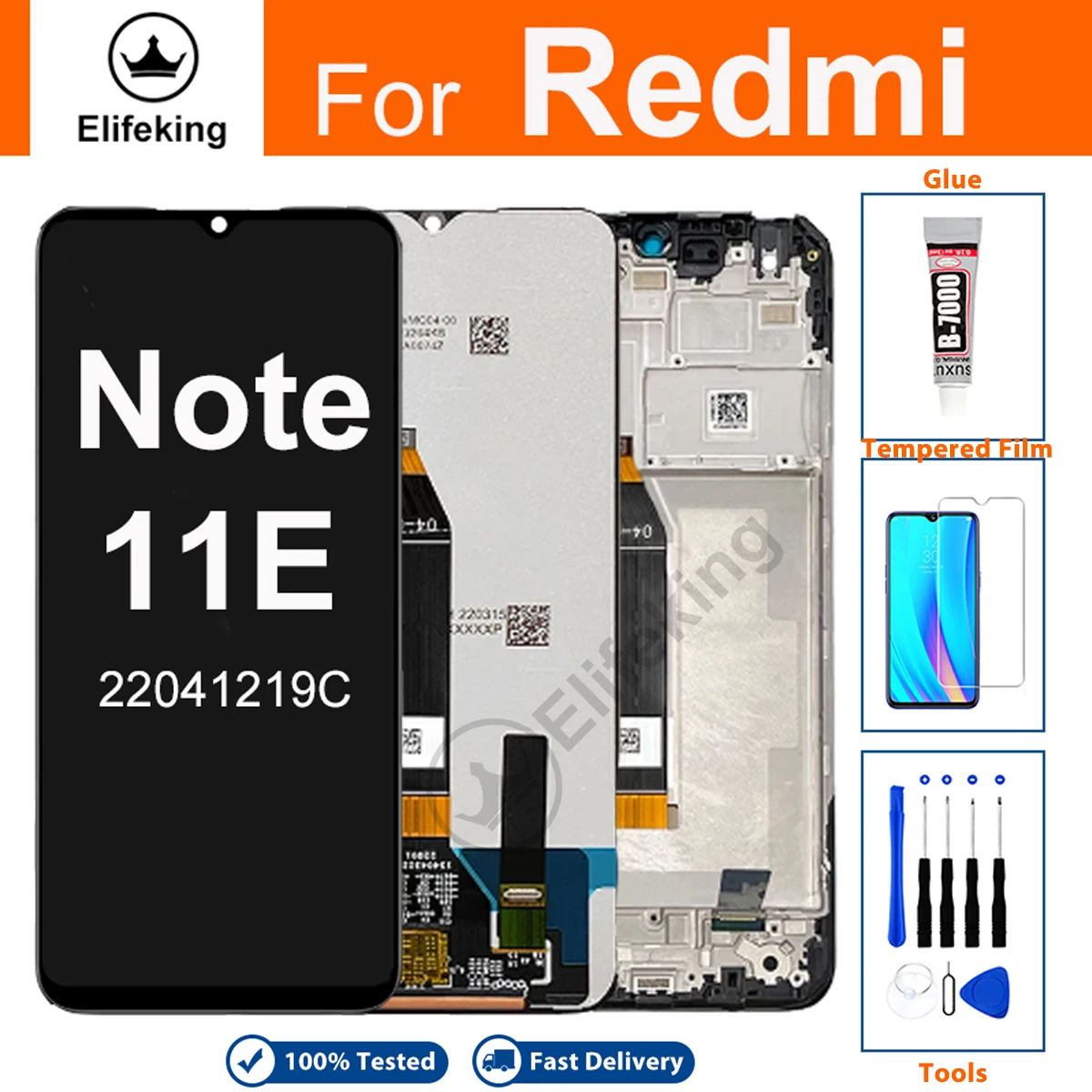 

ЖК-дисплей и сенсорный датчик для Xiaomi Redmi Note 11E, запасные части с рамкой для 22041219C