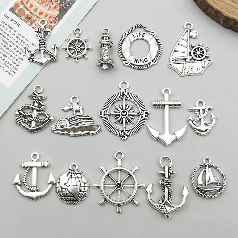 

New Antique Silver Alloy Retro Navigation Series Simulation Ship Anchor Pendant DIY Jewelry Accessories