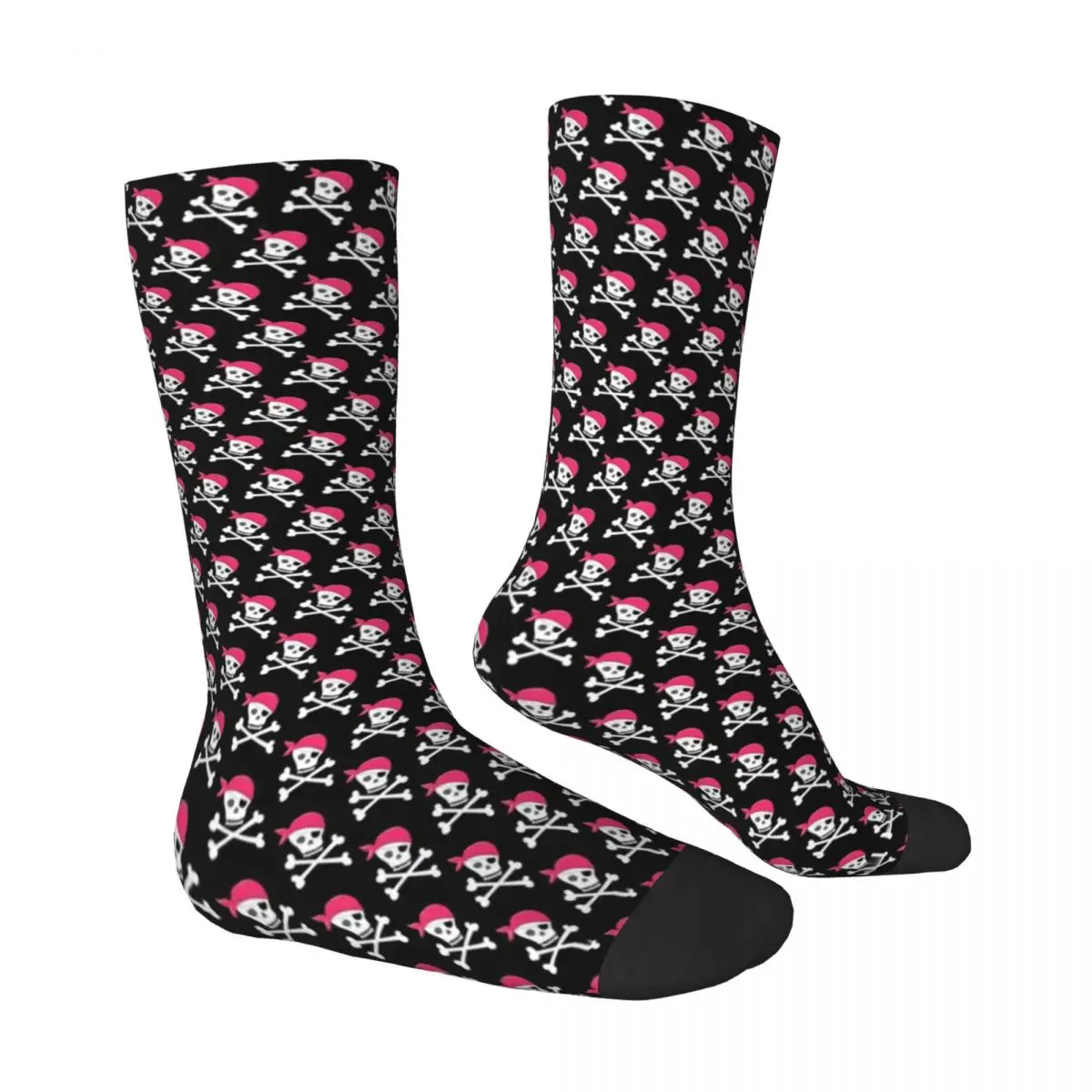 Sons-Bas amusants Skull and Crosseo pour femmes, chaussettes anti-transpiration, sports de plein air, mi-doux, mode graphique, modules, printemps