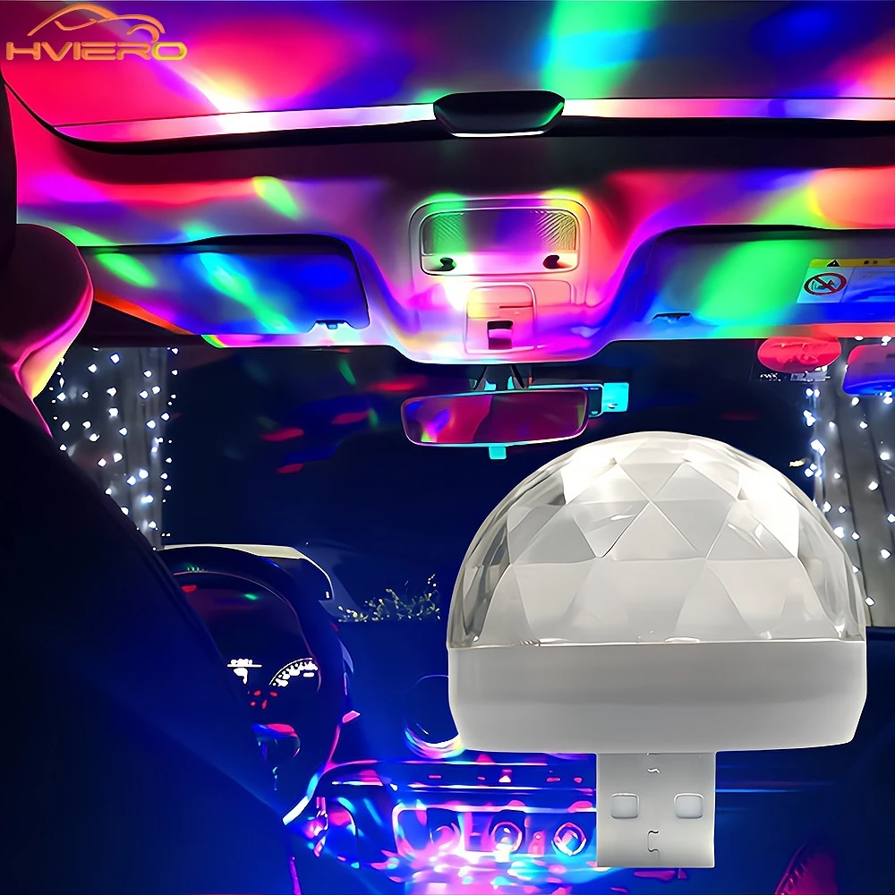 1/2/5/10Pcs Car USB DJ Mini Colorful Music Sound Decoration Welcome Lights Auto LED Type-C Holiday Party Karaoke Atmosphere Lamp