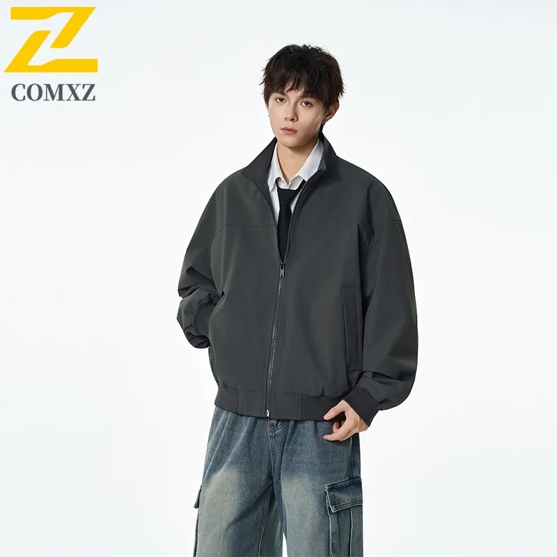 

COMXZ Trendy Men Jackets 2025 Loose Turndown Collar Cycling Windproof jacket Casual Streetwear Style Lightweight Autumn Coats