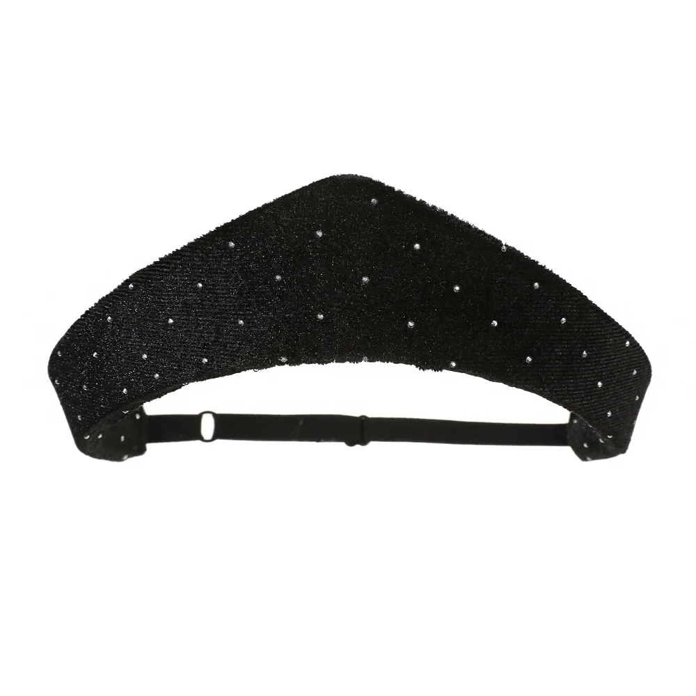 

Elegant Rhinestone Velvet Crown Headband Baroque Triangle Elastic Hair Hoop Classical European American Style