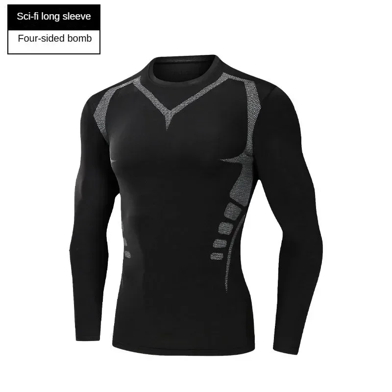 

Men's Quick-Dry Compression Fit Breathable Long/Short Sleeve Running，Training， Jogging ，Cycling，Motor,Skiing， Athletic Trackwear