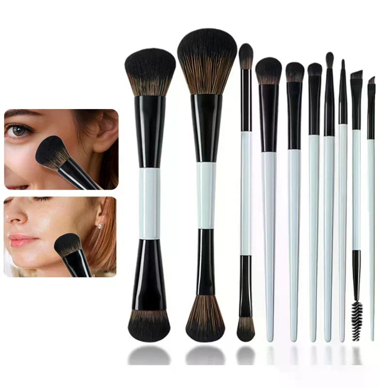 1/3/6/10PCS Conjunto de pincéis de maquiagem dupla face base contorno pincel blush sombra