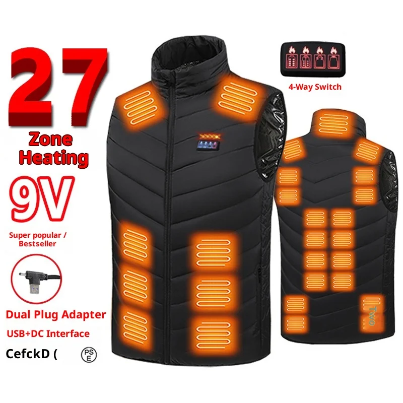 

Smart Electric Heating Vest Men's Women's Large Size 27 Zone Four Control Warmth Clothing Motorcycle Street Gear Rider Vest